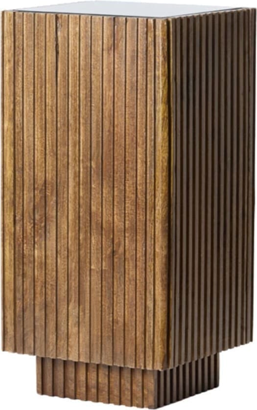 Zuil Gatura - Hout Donker Bruin+glas Bruin Light & Living Bijzettafel 5507884