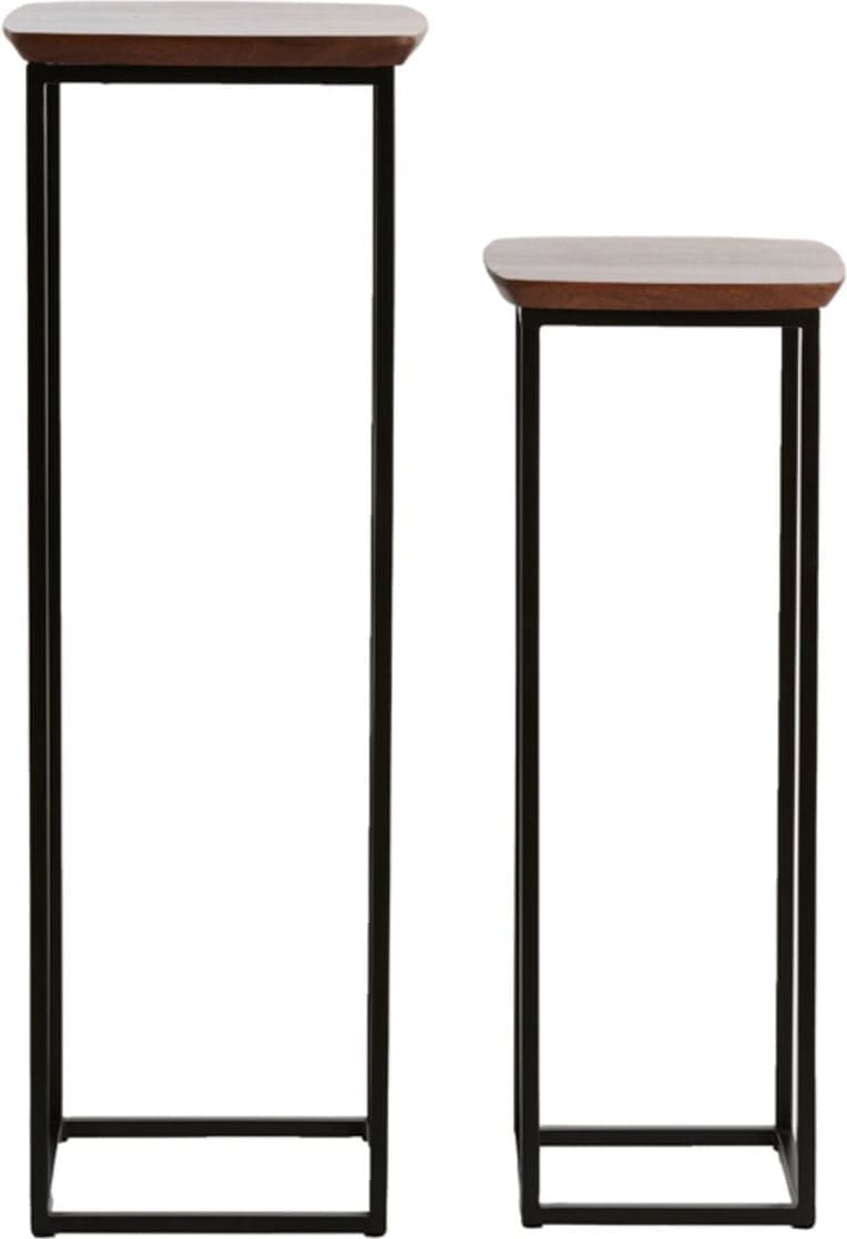 Zuil Quenza - Acacia Hout Bruin+zwrt Light & Living Bijzettafel 6797584
