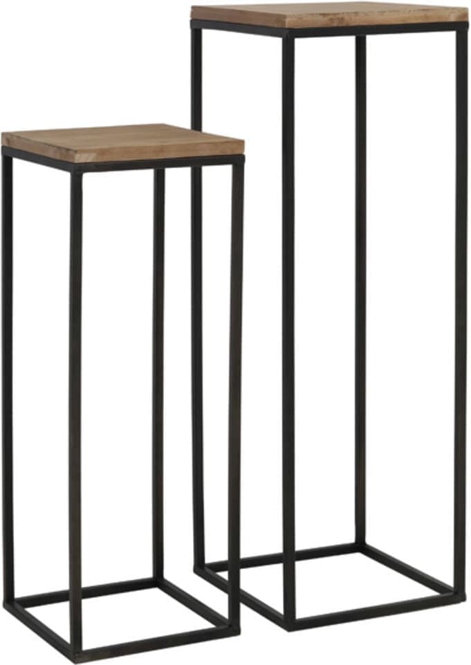 Zuil Yarula - Hout+zwart Light & Living Bijzettafel 6741912