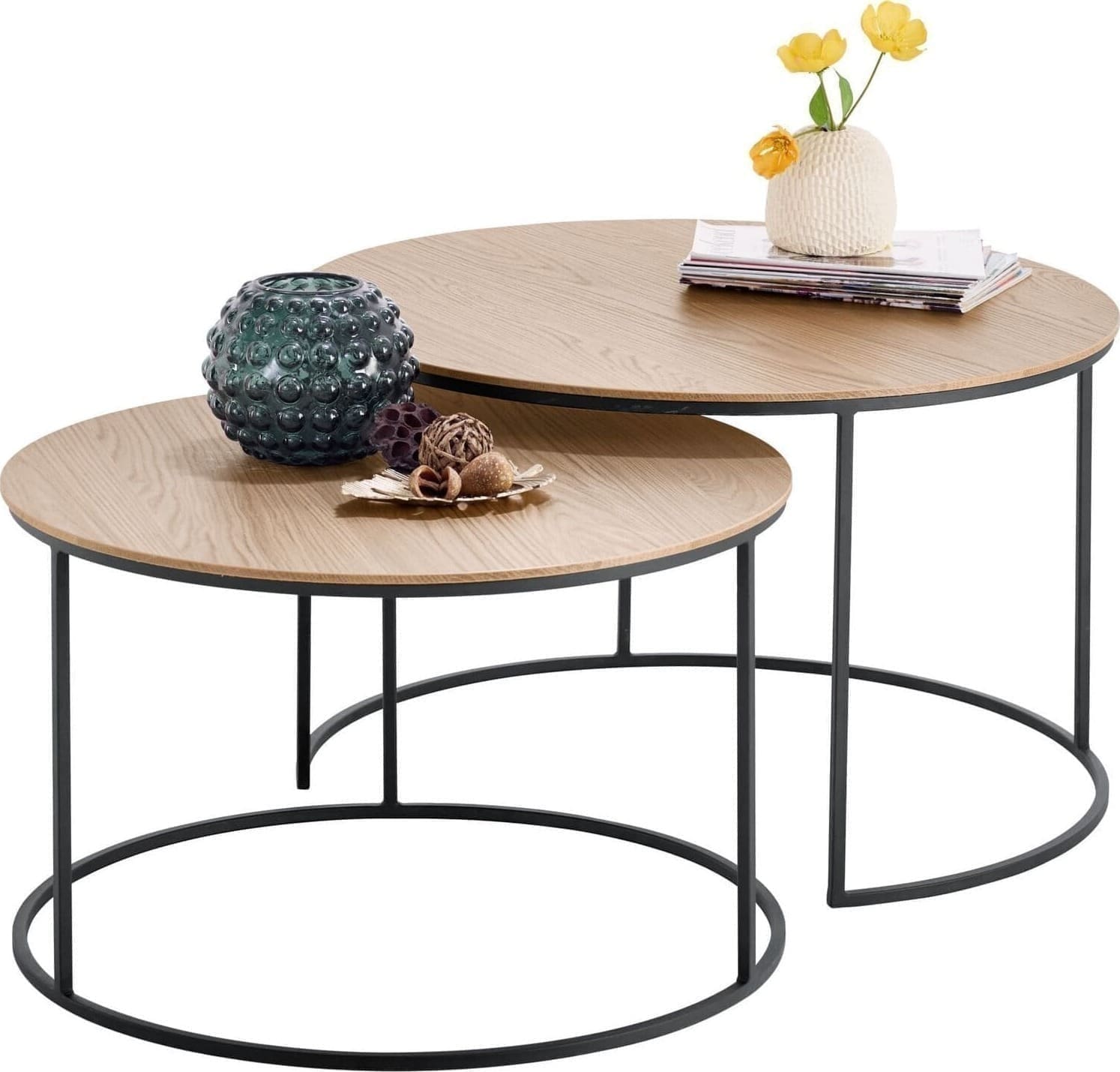 Profijt Meubel Salontafelset Ferbane 65 en 75 cm rond Bruin Salontafel