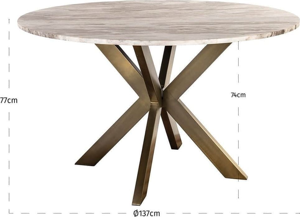 Richmond Interiors Eettafel Bottega 140Ø Wit Eettafel