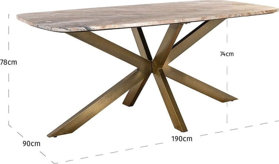 Richmond Interiors Eettafel Bottega 190 deens ovaal Wit Eettafel
