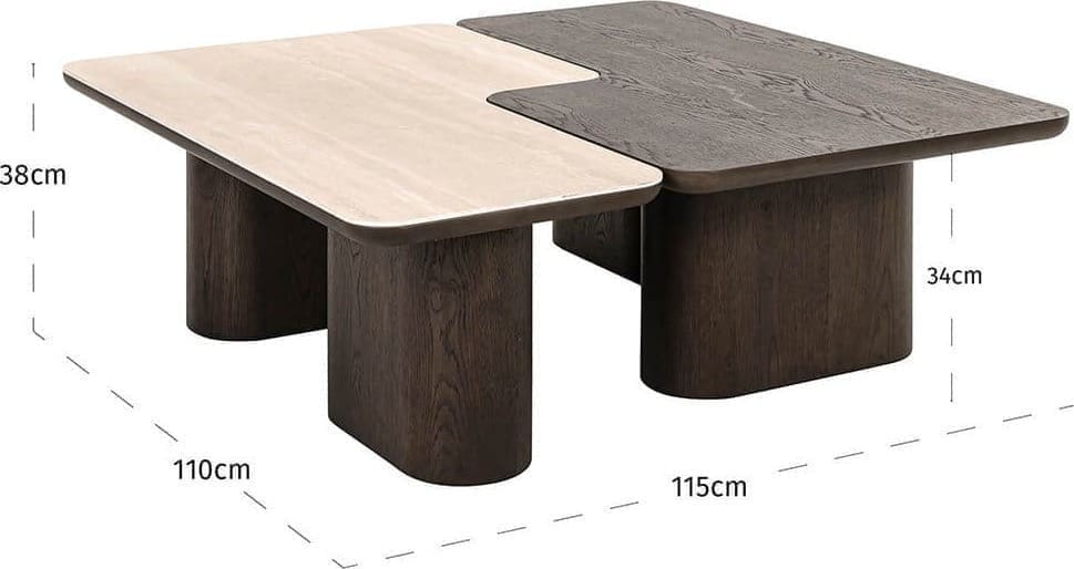 Richmond Interiors Salontafel Nando set van 2 Bruin Salontafel