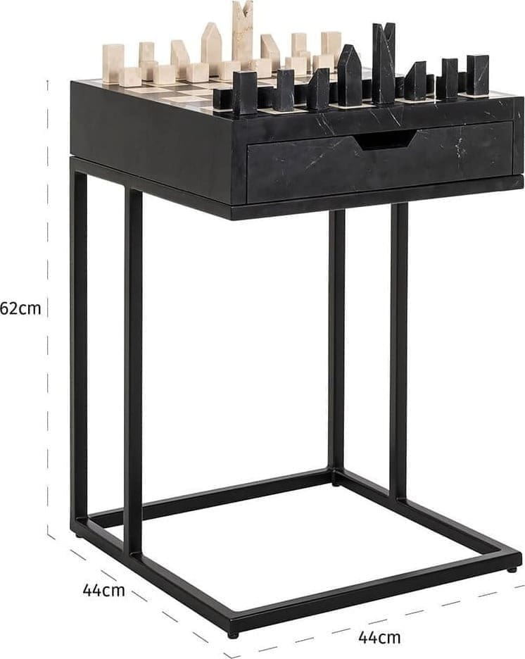 Richmond Interiors Schaaktafel Davos 1-lade Zwart Bijzettafel
