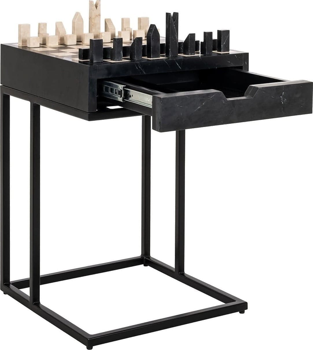 Richmond Interiors Schaaktafel Davos 1-lade Zwart Bijzettafel