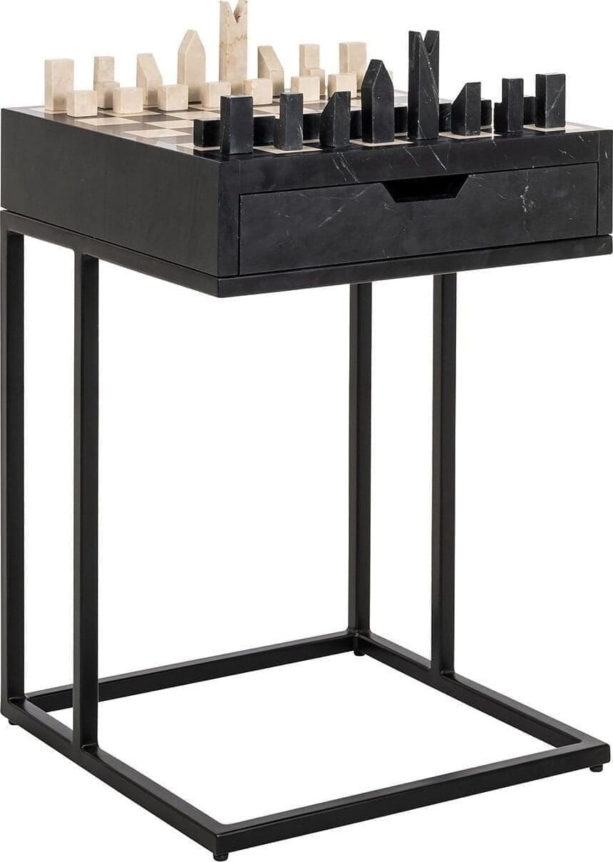 Richmond Interiors Schaaktafel Davos 1-lade Zwart Bijzettafel