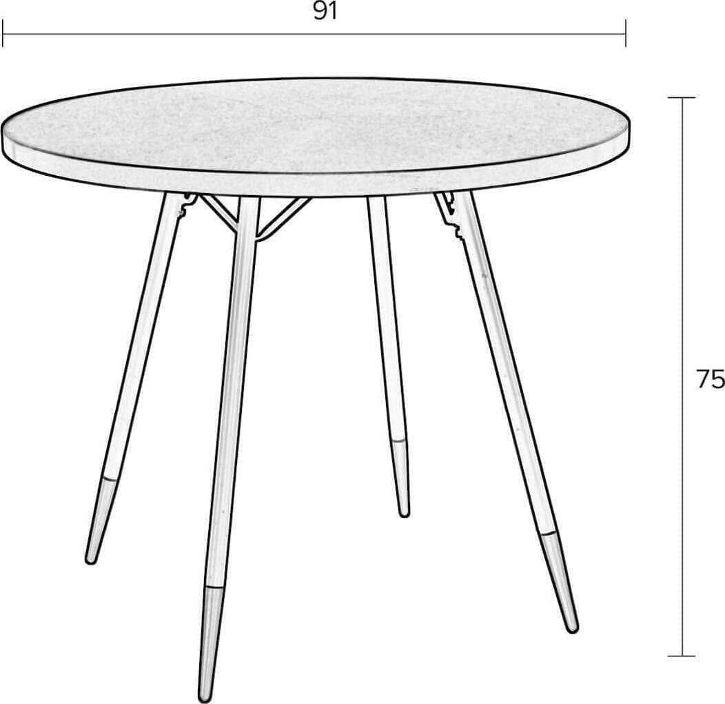 Tafel Denise Round White Label Living Eettafel ZVR2100106