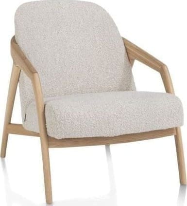 Xooon Dante fauteuil - eik naturel gestoffeerd in stof Brioni Beige|Wit Fauteuil