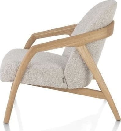 Xooon Dante fauteuil - eik naturel gestoffeerd in stof Brioni Beige|Wit Fauteuil