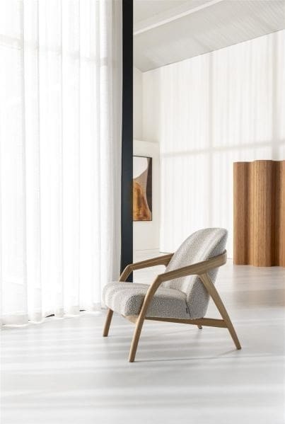 Xooon Dante fauteuil - eik naturel gestoffeerd in stof Brioni Beige|Wit Fauteuil