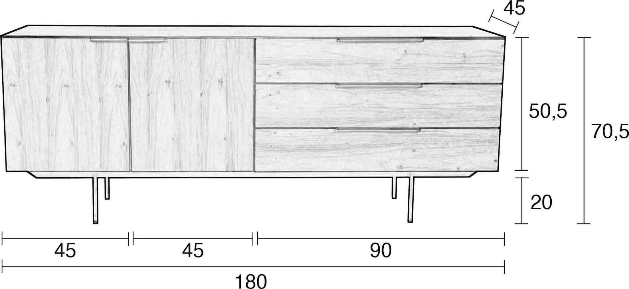 Dressoir Travis Walnut Zuiver Dressoir ZVR4300013