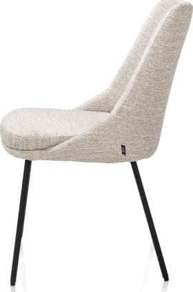 Henders & Hazel Isaac eetkamerstoel - 4-pootjes - rough off black - stof Bellini - creme Beige|Wit Eetkamerstoel