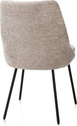 Henders & Hazel Isaac eetkamerstoel - 4-pootjes - rough off black - stof Derby - beige Beige Eetkamerstoel