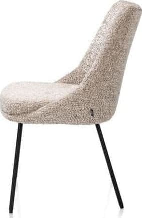 Henders & Hazel Isaac eetkamerstoel - 4-pootjes - rough off black - stof Derby - beige Beige Eetkamerstoel