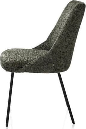 Henders & Hazel Isaac eetkamerstoel - 4-pootjes - rough off black - stof Derby - groen Groen Eetkamerstoel