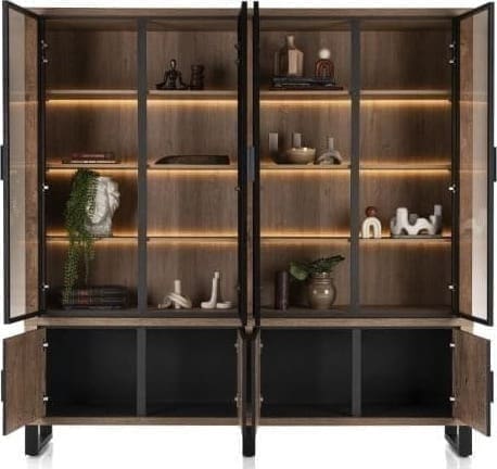 Henders & Hazel Pavarotti buffet 210 cm - 4-deuren + 4-glasdeuren (+ LED) Kast