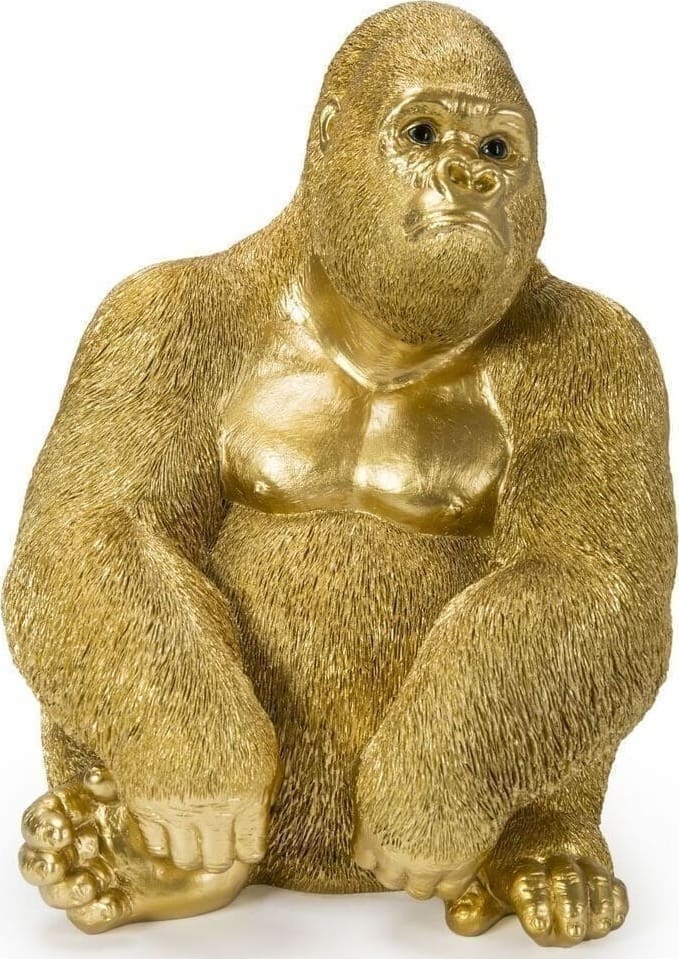 Beeld Monkey Gorilla Side Medium Gold 39cm Kare Design Beeld 61446