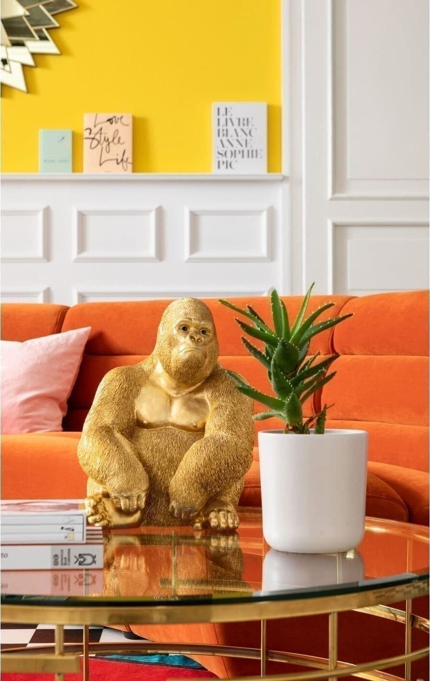 Beeld Monkey Gorilla Side Medium Gold 39cm Kare Design Beeld 61446