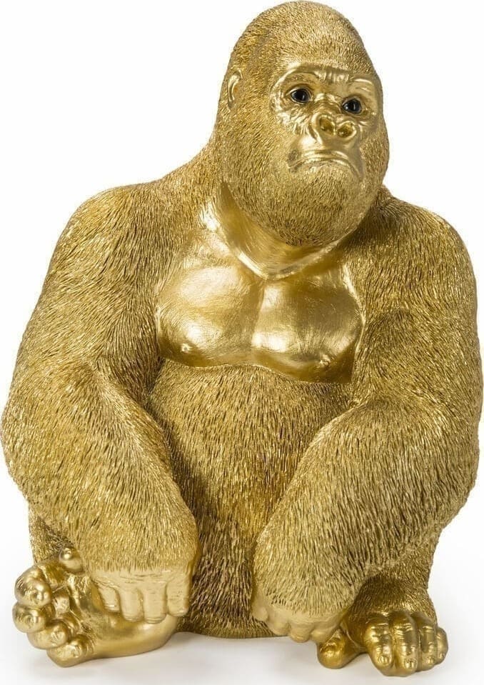 Beeld Monkey Gorilla Side Medium Gold 39cm Kare Design Beeld 61446