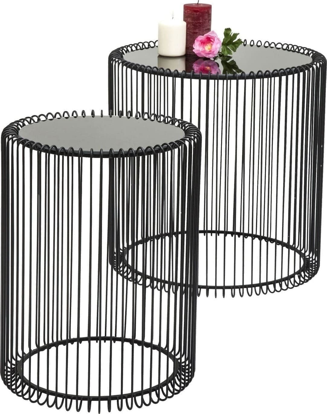 Bijzettafel Wire Black Ø44cm (2/Set) Kare Design Bijzettafel 79578