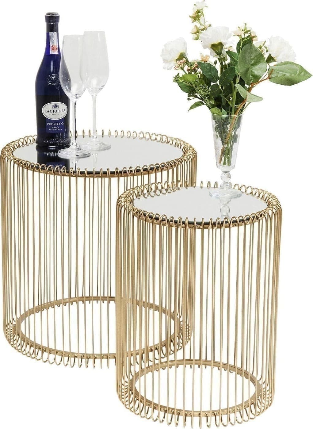 Bijzettafel Wire Brass (2/Set) Kare Design Bijzettafel 83457