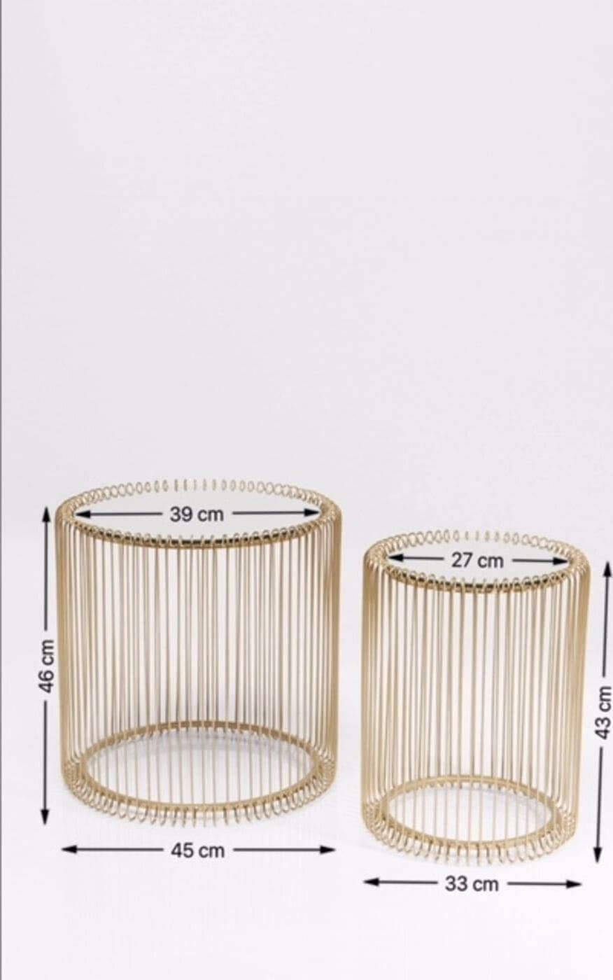 Bijzettafel Wire Brass (2/Set) Kare Design Bijzettafel 83457