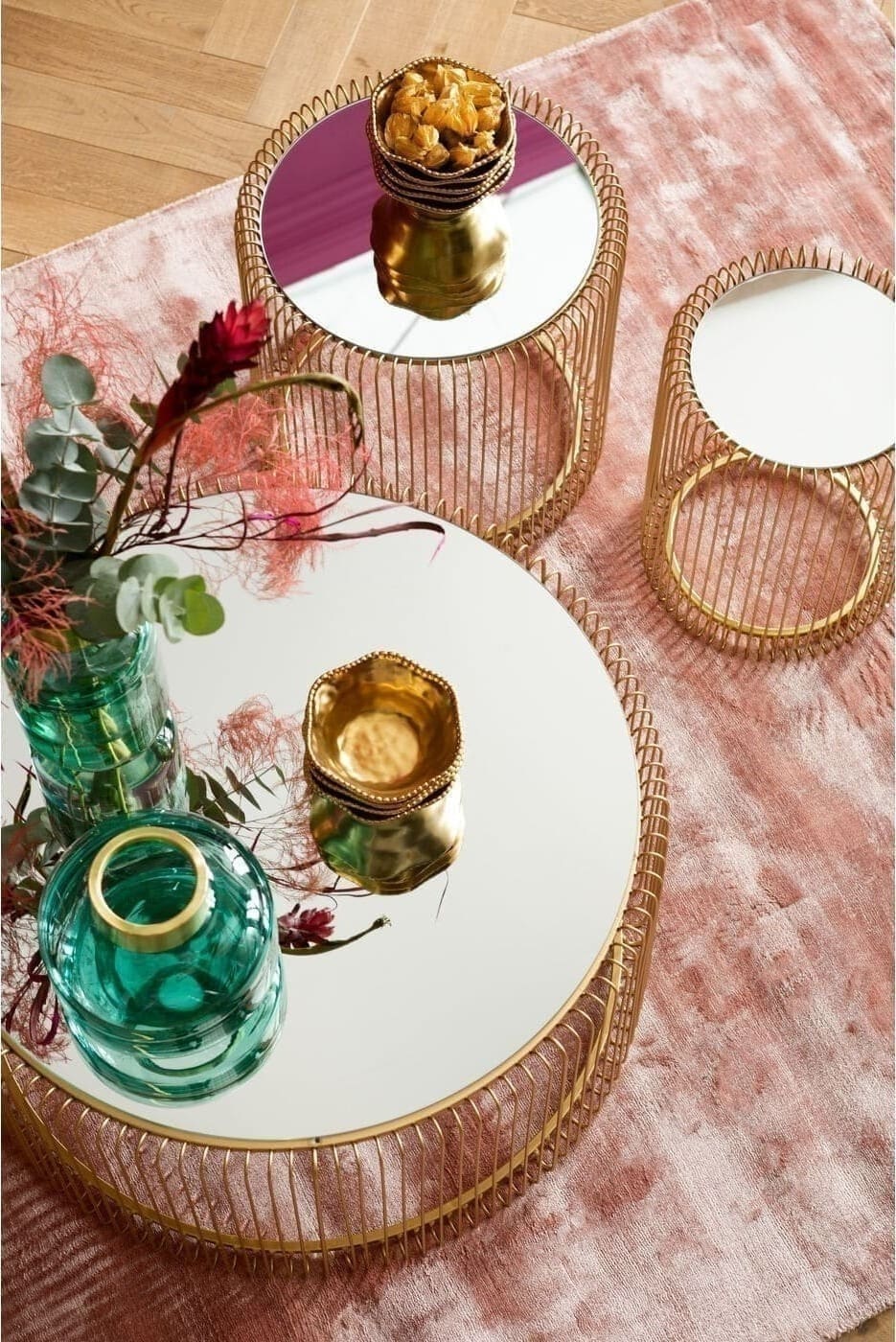 Bijzettafel Wire Brass (2/Set) Kare Design Bijzettafel 83457