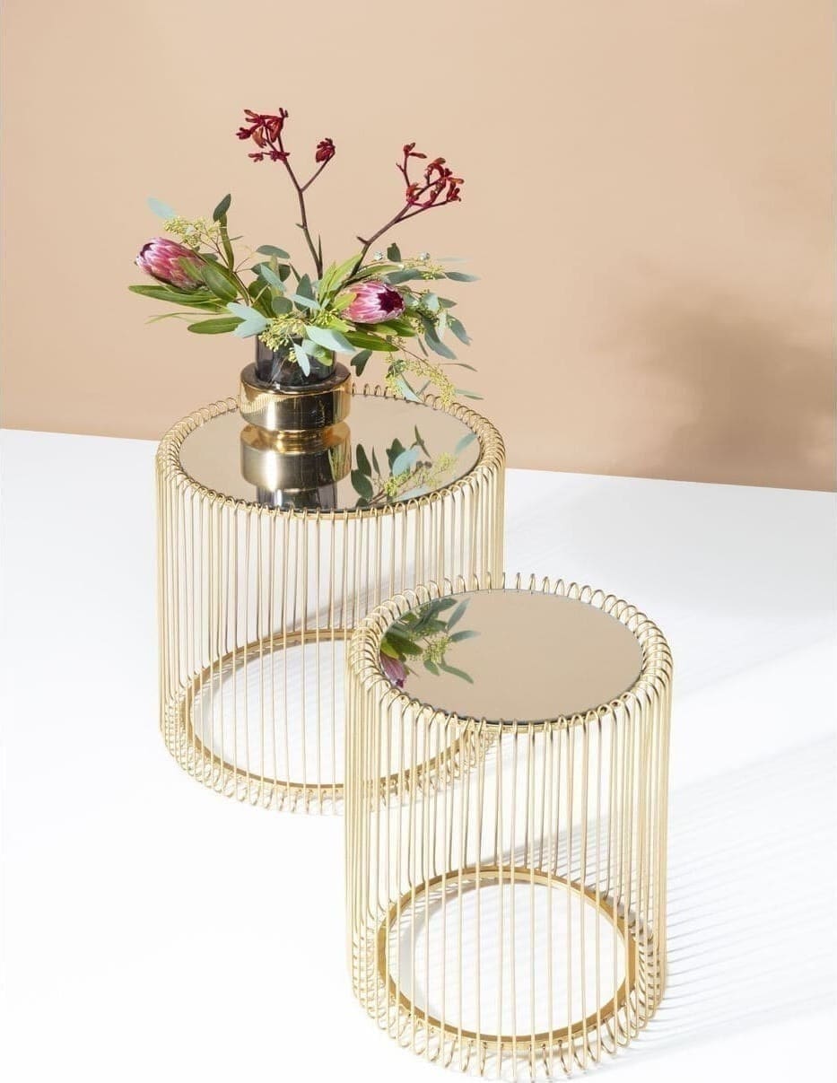 Bijzettafel Wire Brass (2/Set) Kare Design Bijzettafel 83457