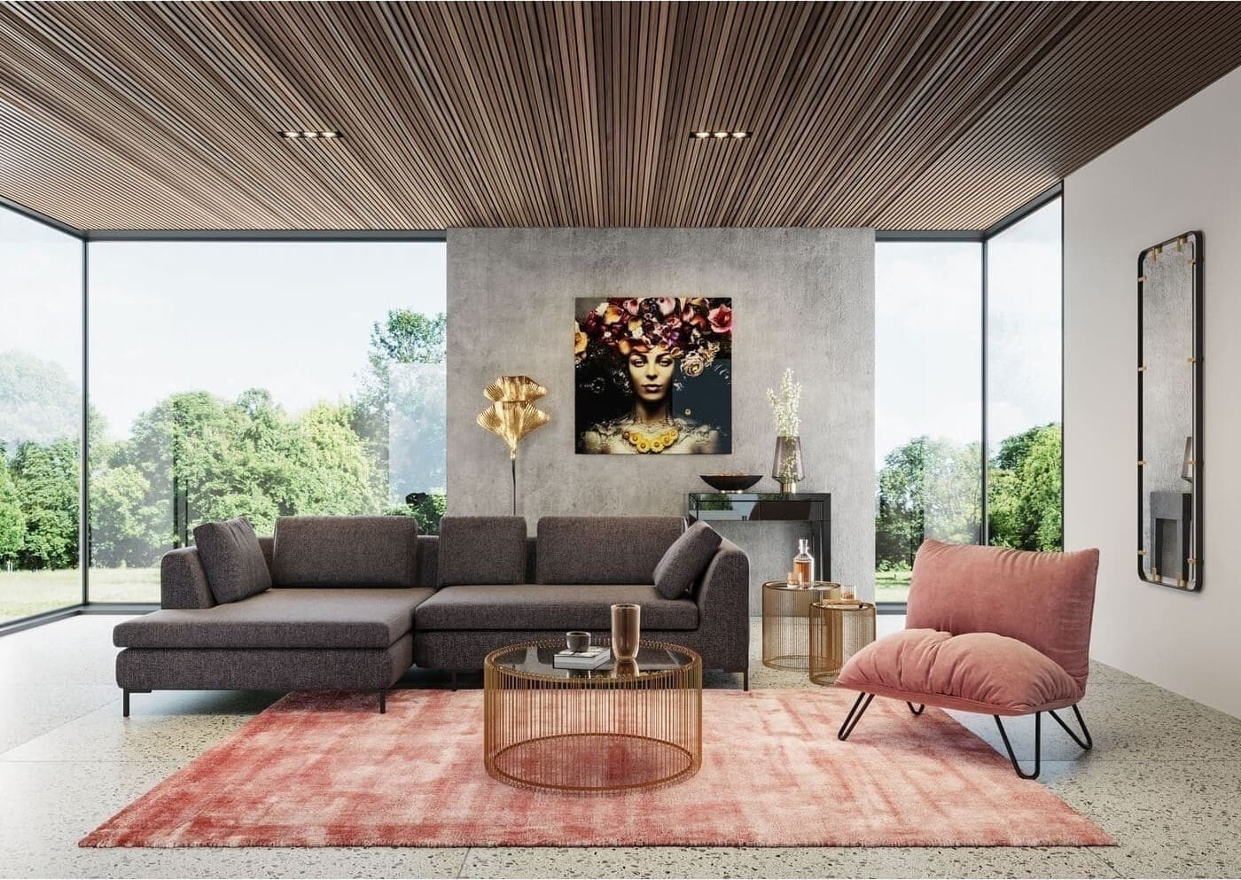 Bijzettafel Wire Brass (2/Set) Kare Design Bijzettafel 83457