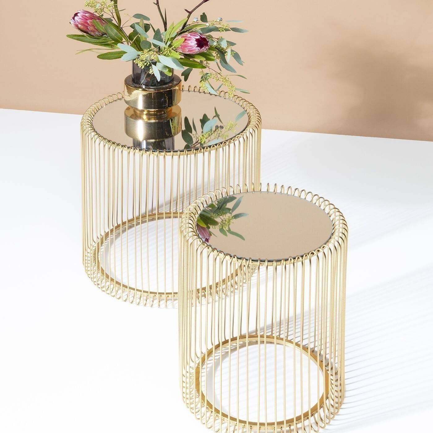 Bijzettafel Wire Brass (2/Set) Kare Design Bijzettafel 83457