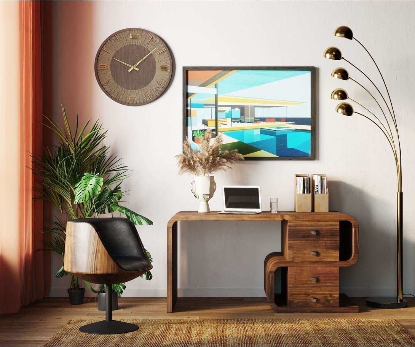 Bureau Soft Snake Walnut 150x70cm Kare Design Bureau 82993