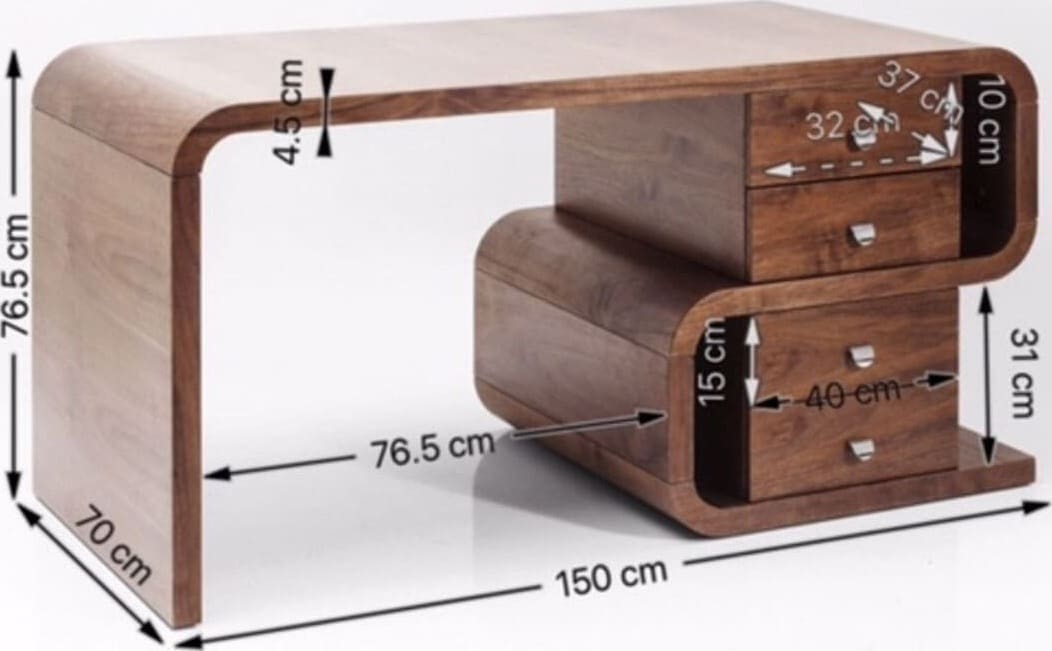 Bureau Soft Snake Walnut 150x70cm Kare Design Bureau 82993