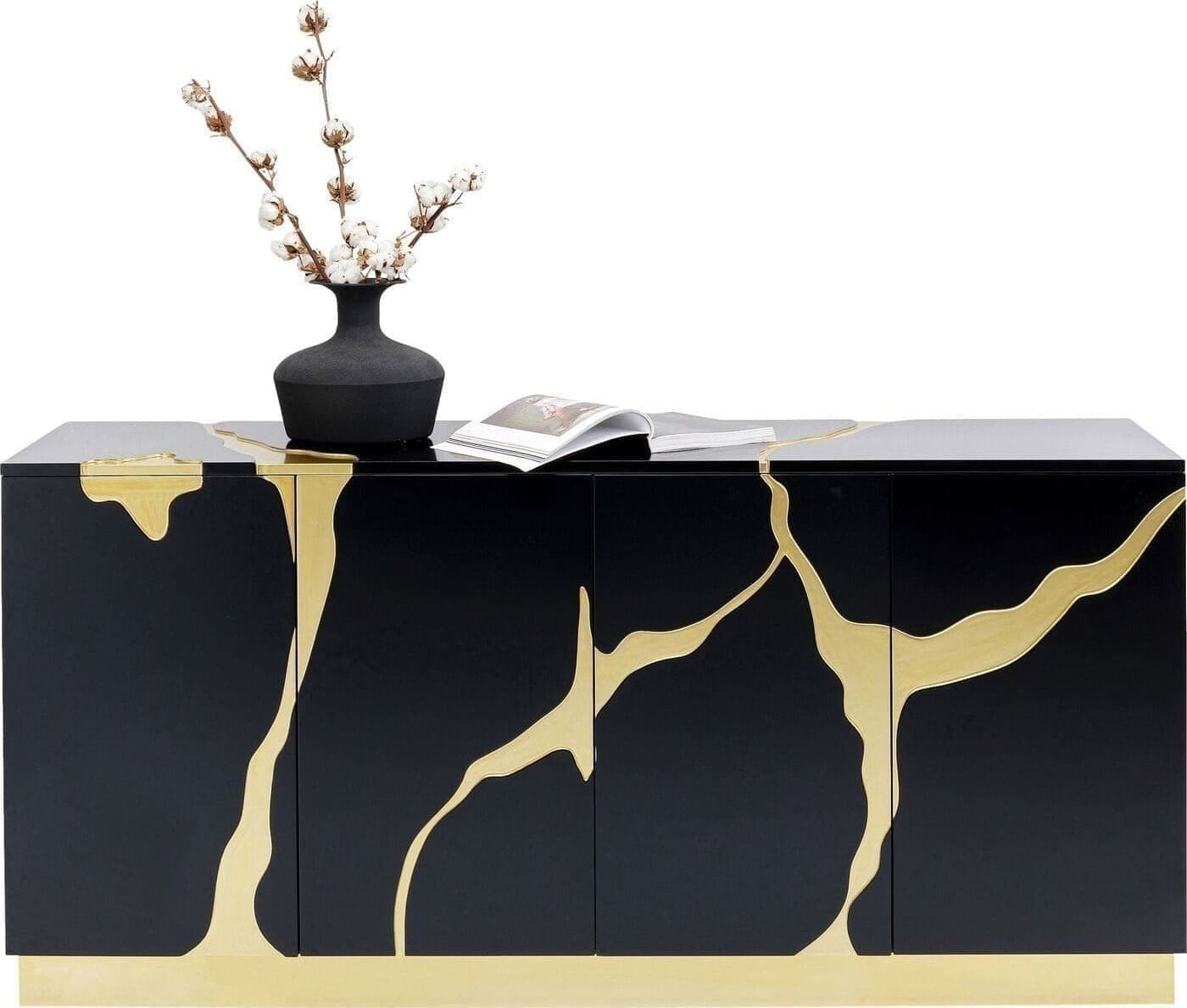 Dressoir Cracked Black Gold 165x80cm Kare Design Dressoir 86436