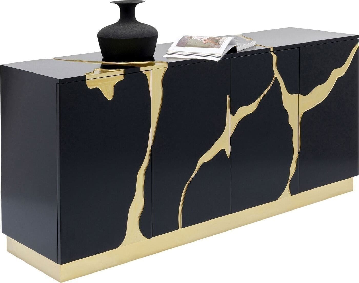 Dressoir Cracked Black Gold 165x80cm Kare Design Dressoir 86436