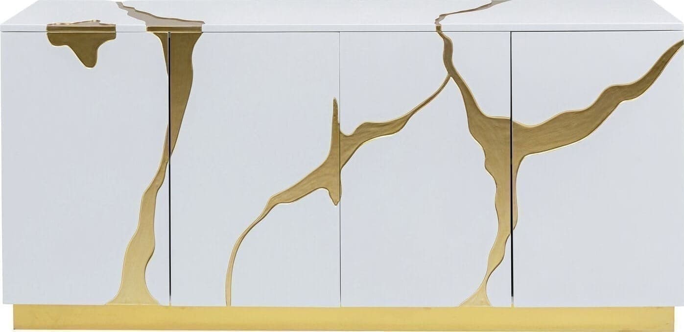 Dressoir Cracked White Gold 165x80cm Kare Design Dressoir 85707