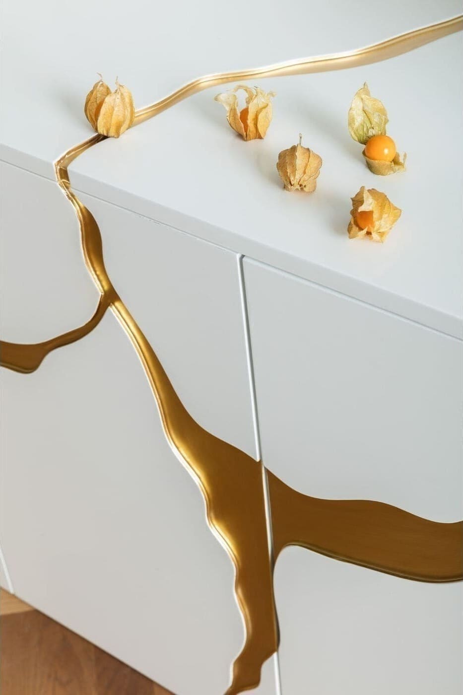 Dressoir Cracked White Gold 165x80cm Kare Design Dressoir 85707