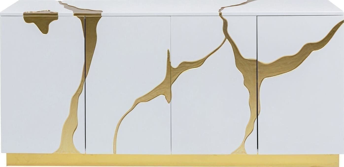 Dressoir Cracked White Gold 165x80cm Kare Design Dressoir 85707