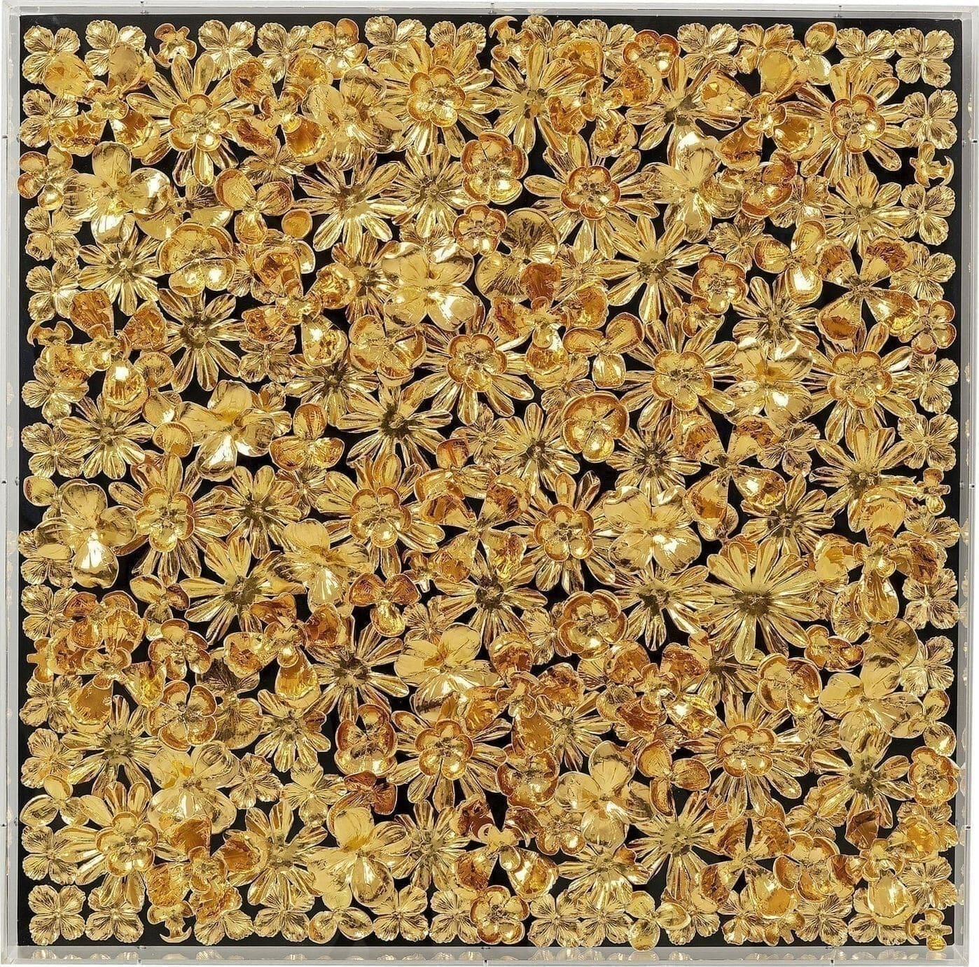 Object Schilderij Gold Flower 80x80cm Kare Design Beeld 51441