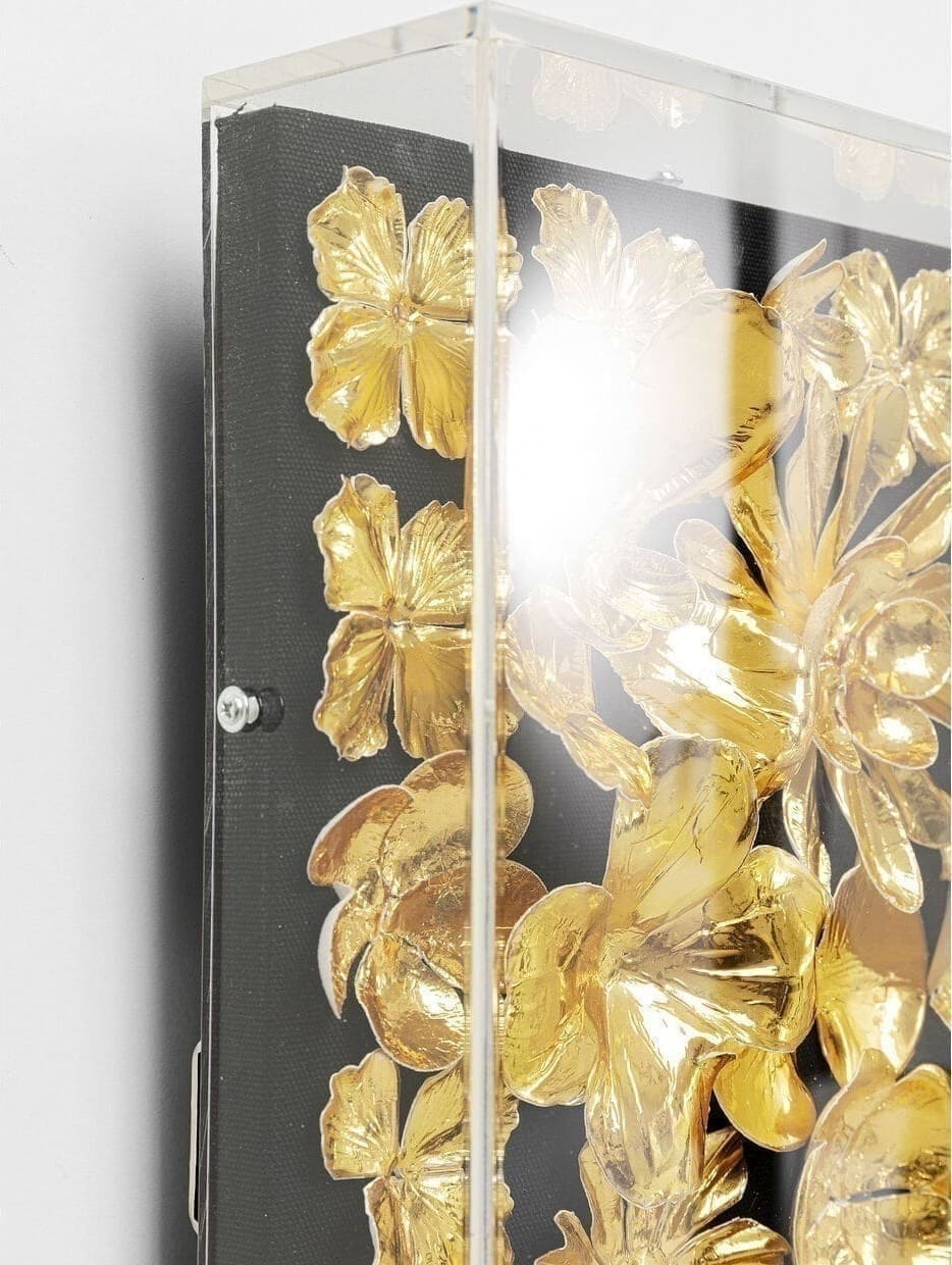 Object Schilderij Gold Flower 80x80cm Kare Design Beeld 51441