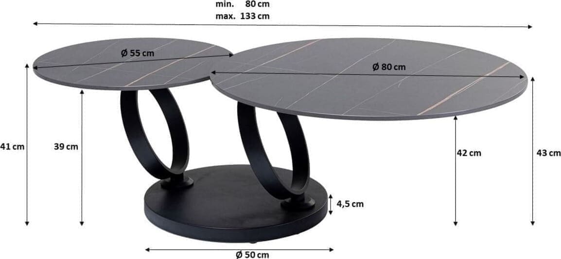 Salontafel Beverly Black 133x80cm Kare Design Salontafel 85504