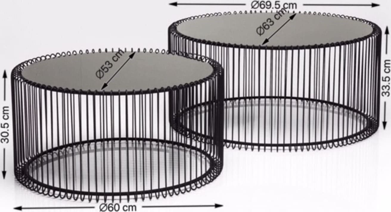 Salontafel Wire Black (2/Set) Kare Design Salontafel 79577