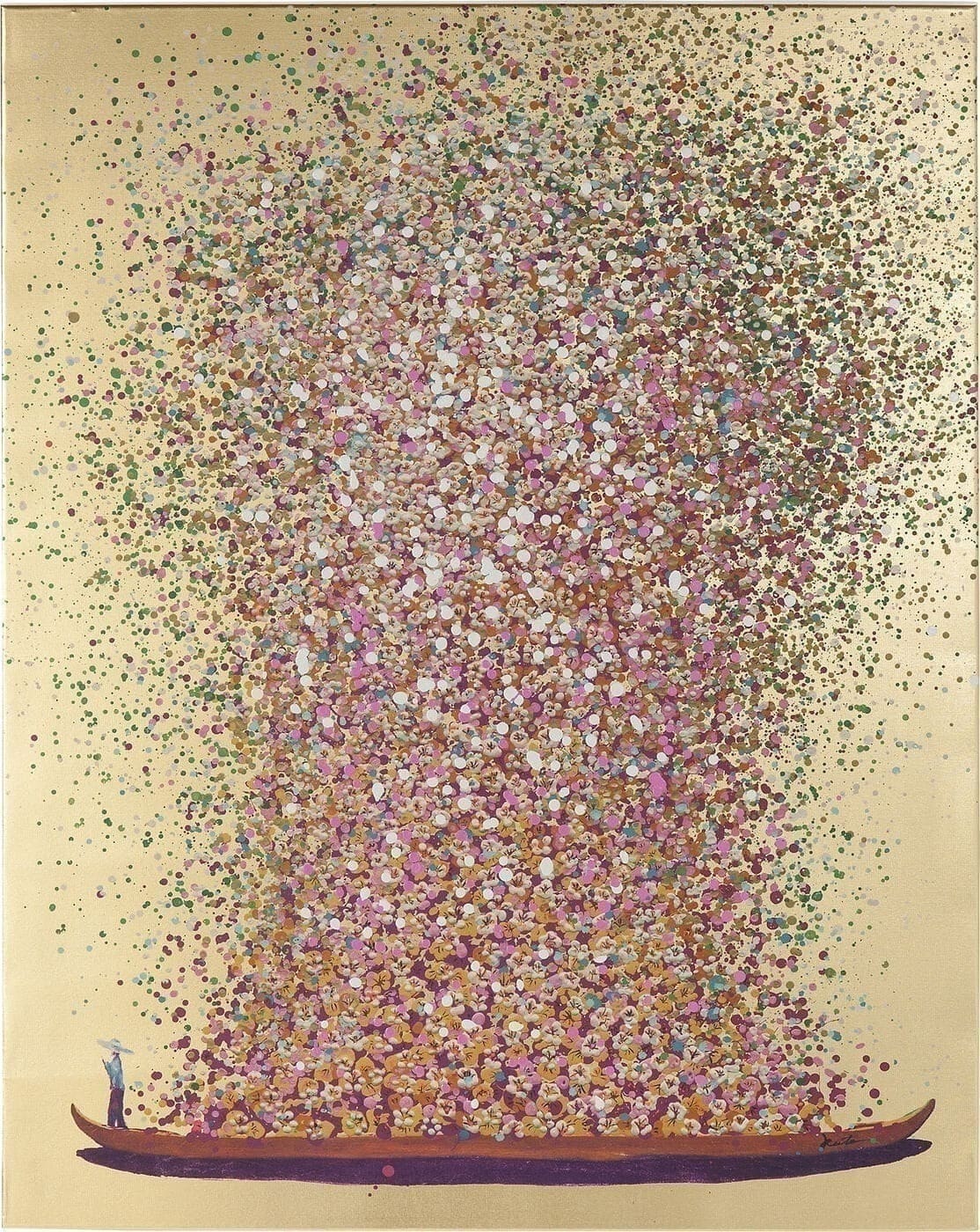 Schilderij Canvas Flower Boat Gold Pink 120x160cm Kare Design Schilderij 65737