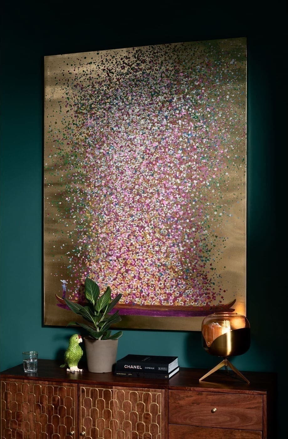 Schilderij Canvas Flower Boat Gold Pink 120x160cm Kare Design Schilderij 65737