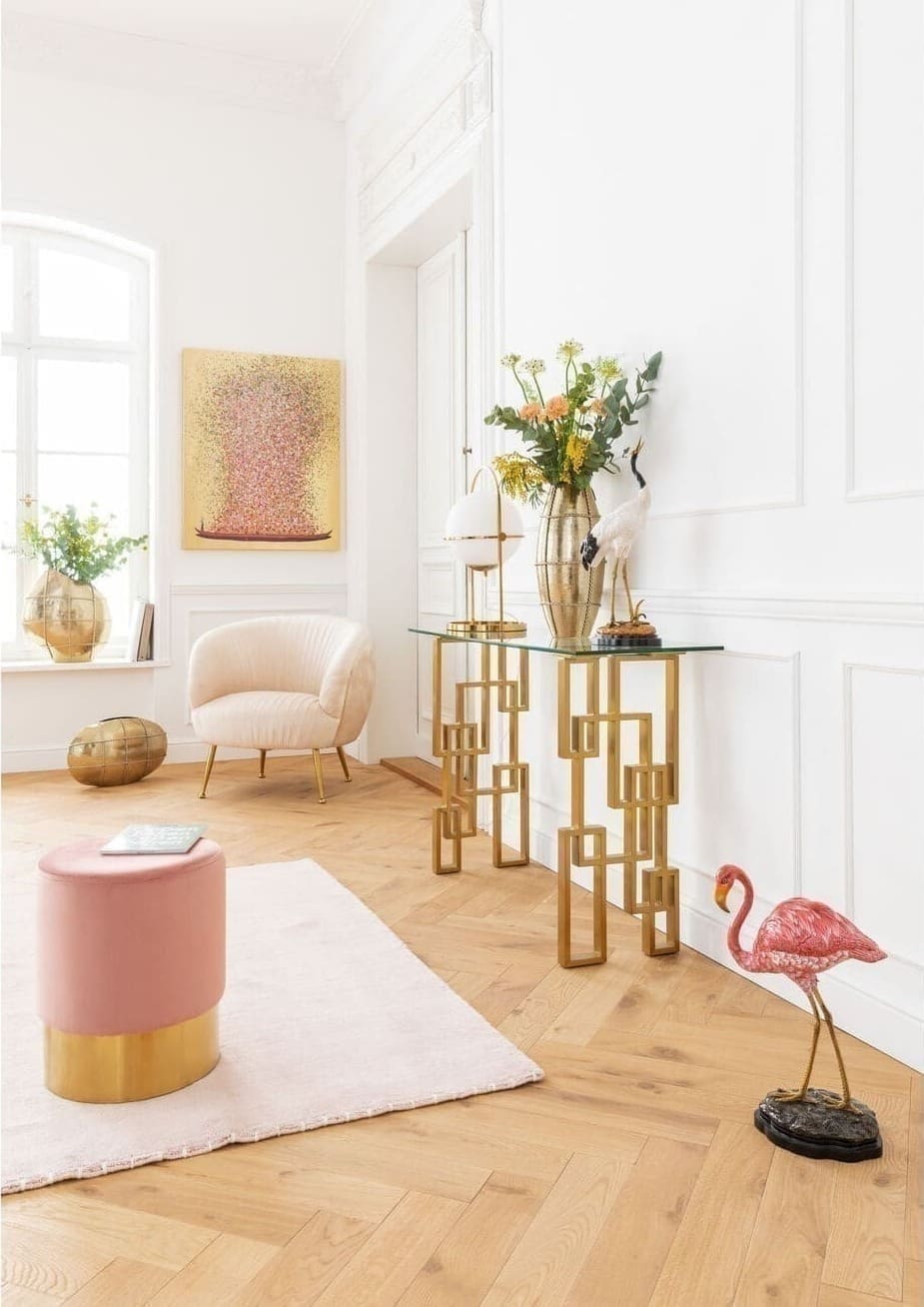 Schilderij Canvas Flower Boat Gold Pink 80x100cm Kare Design Schilderij 65740