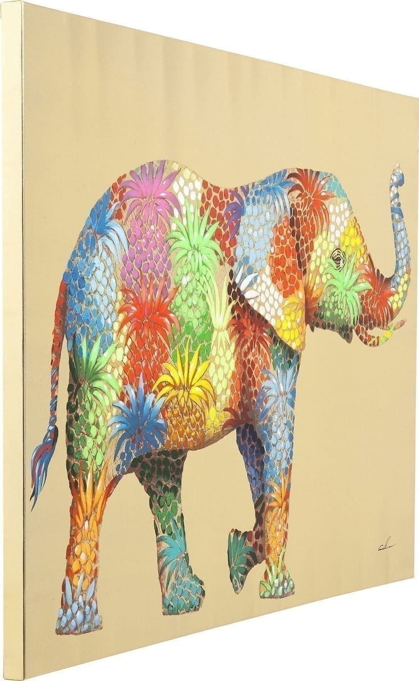 Schilderij Canvas Flower Elefant 120x90cm Kare Design Schilderij 60441