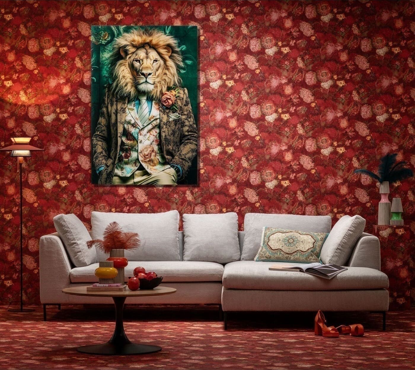 Schilderij Glas Mister Lion 150x100cm Kare Design Schilderij 56277