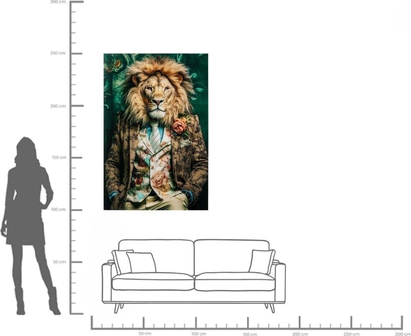 Schilderij Glas Mister Lion 150x100cm Kare Design Schilderij 56277