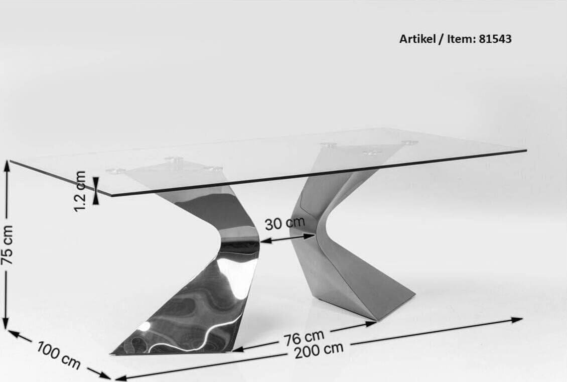 Tafel Gloria Black 200x100cm Kare Design Eettafel 85731