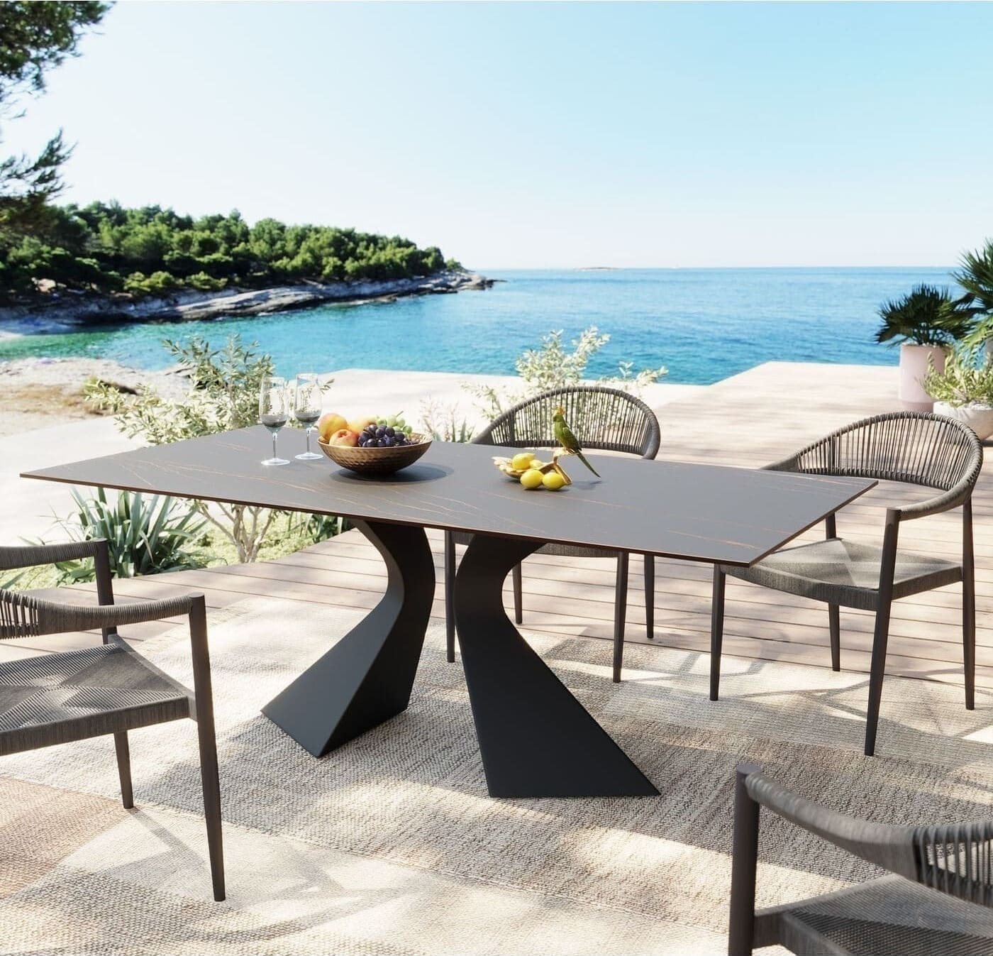 Tafel Gloria Ceramic Black 180x90cm Kare Design Eettafel 87349
