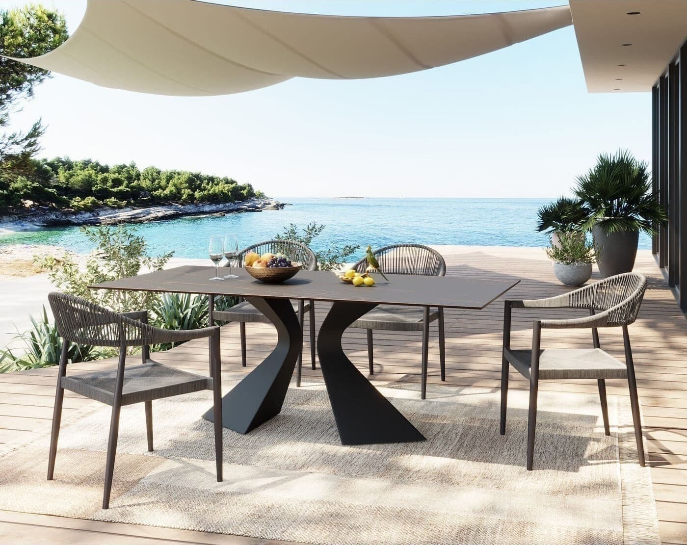 Tafel Gloria Ceramic Black 180x90cm Kare Design Eettafel 87349